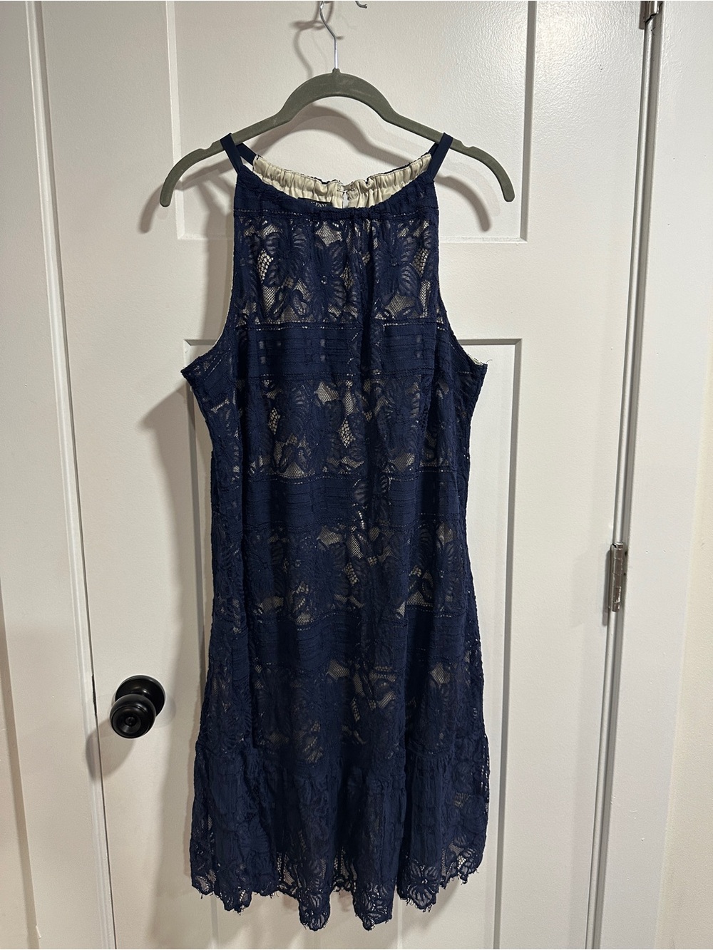 Alfani Navy Lace Overlay Midi Dress